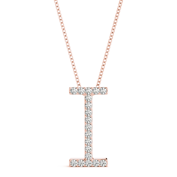 Israel Lab Grown Rose Gold Prong Set Diamond Initial Necklace