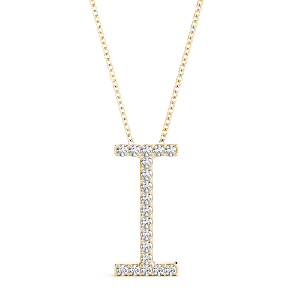 Israel Lab Grown Yellow Gold Prong Set Diamond Initial Necklace