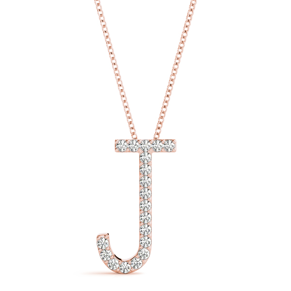 Jovian  Lab Grown Rose Gold Prong Set Diamond Initial Necklace