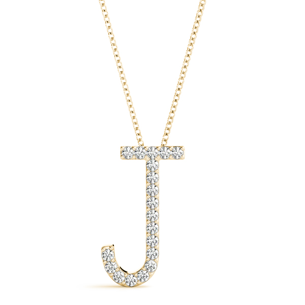 Jovian  Lab Grown Yellow Gold Prong Set Diamond Initial Necklace