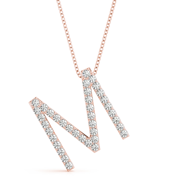 Mason Lab Grown Rose Gold Prong Set  Diamond Initial Necklace