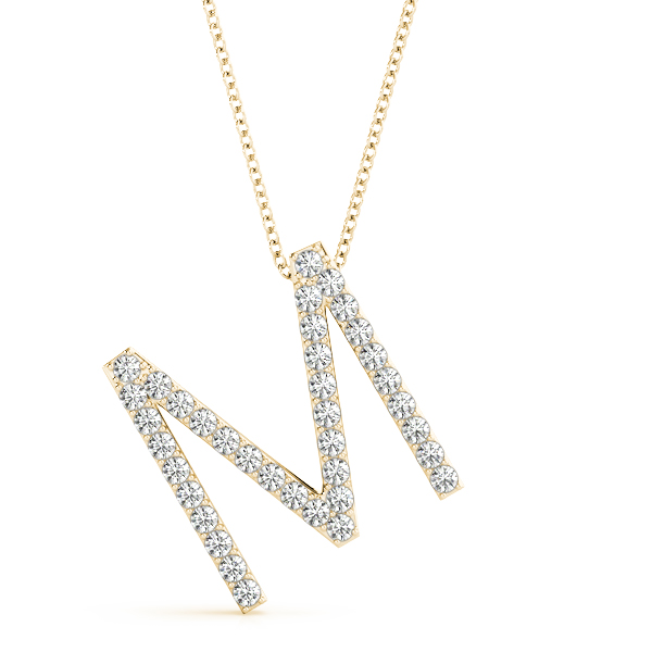 Mason Lab Grown Yellow Gold Prong Set  Diamond Initial Necklace