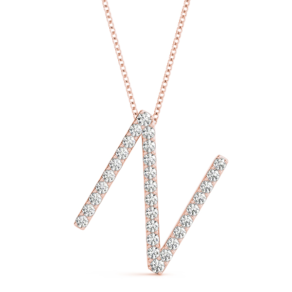 Nicholas Lab Grown Rose Gold Prong Set  Diamond Initial Necklace
