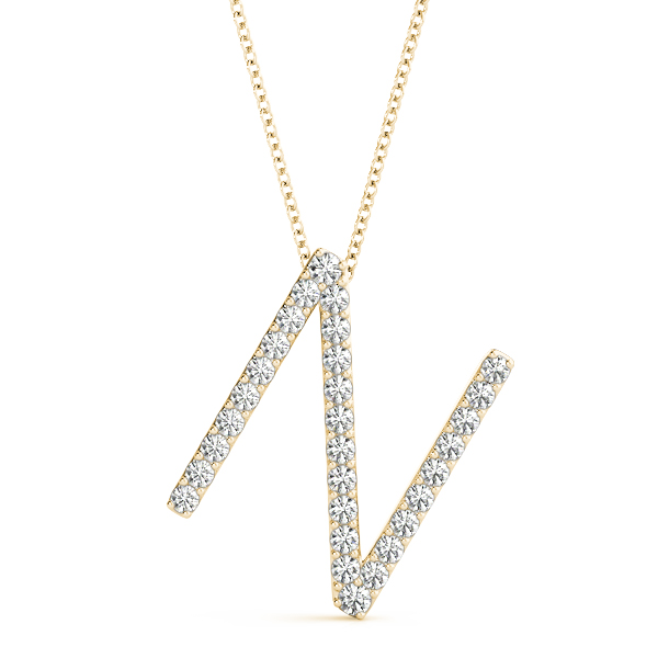 Nicholas Lab Grown Yellow Gold Prong Set  Diamond Initial Necklace