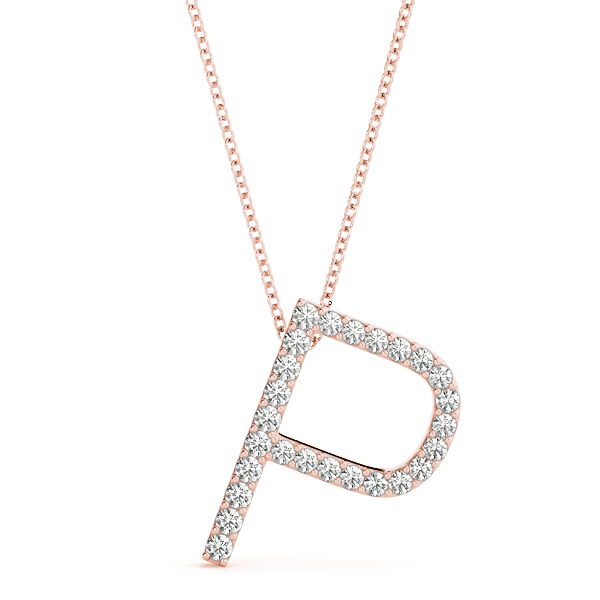 Pierson Lab Grown Rose Gold Prong Set  Diamond Initial Necklace