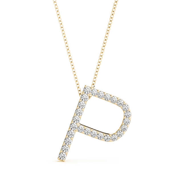 Pierson Lab Grown Yellow Gold Prong Set  Diamond Initial Necklace