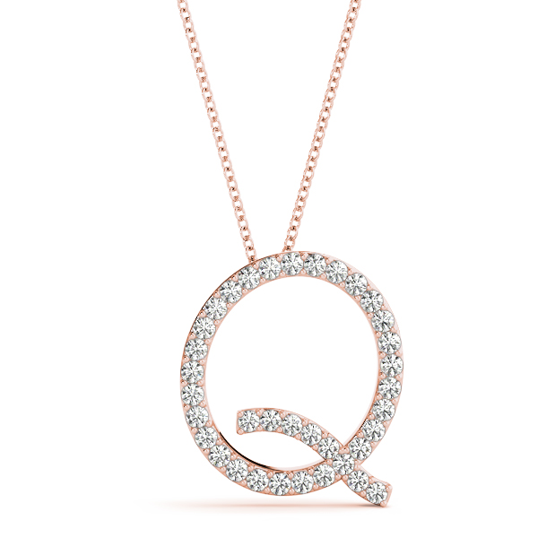 Quirin Lab Grown Rose Gold Prong Set  Diamond Initial Necklace