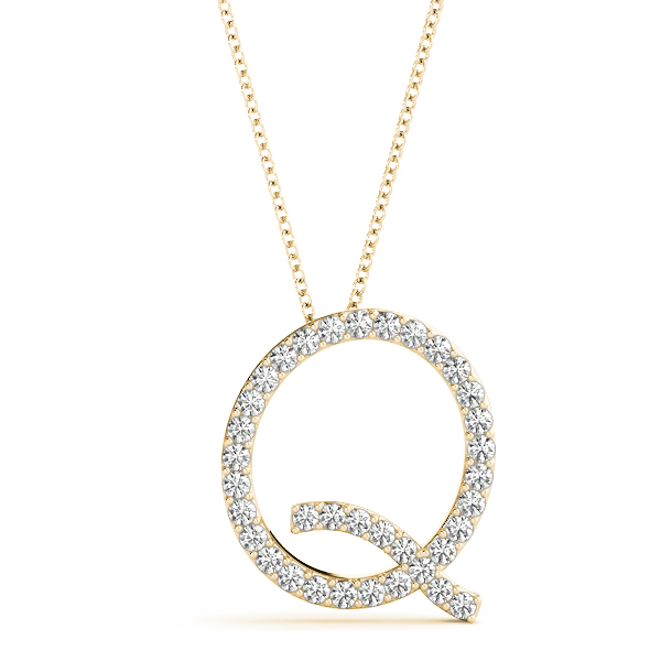 Quirin Lab Grown Yellow Gold Prong Set  Diamond Initial Necklace