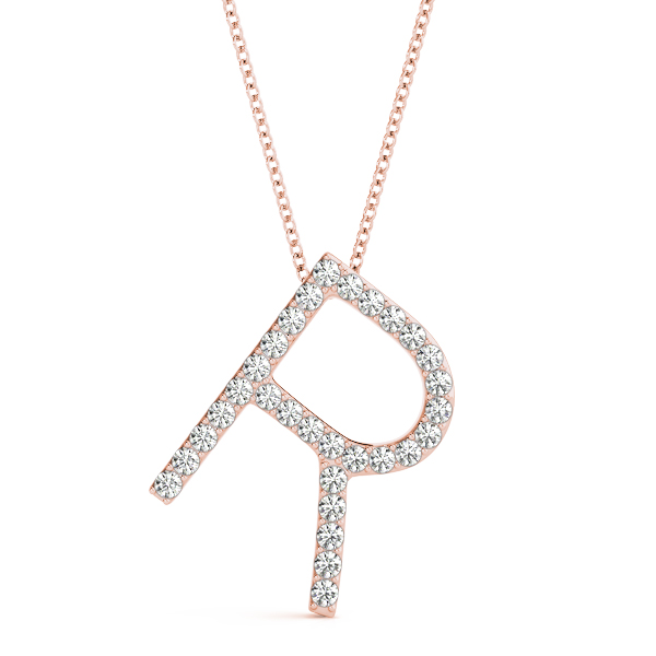 Robert Lab Grown Rose Gold Prong Set  Diamond Initial Necklace