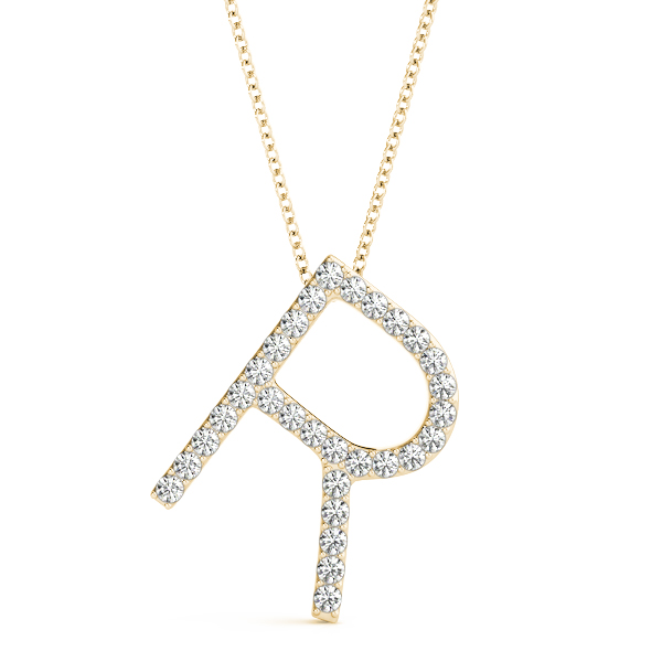 Robert Lab Grown Yellow Gold Prong Set  Diamond Initial Necklace