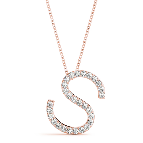 Stanley Lab Grown Rose Gold Prong Set  Diamond Initial Necklace