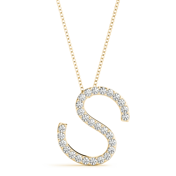Stanley Lab Grown Yellow Gold Prong Set  Diamond Initial Necklace