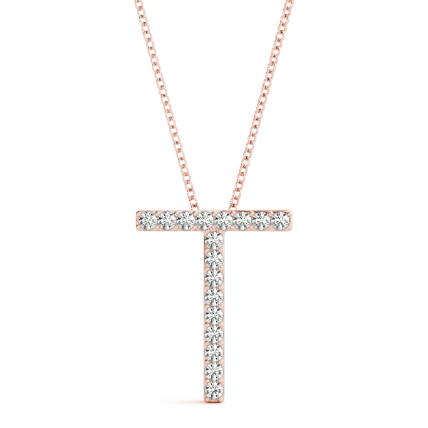 Tyler Lab Grown Rose Gold Prong Set  Diamond Initial Necklace