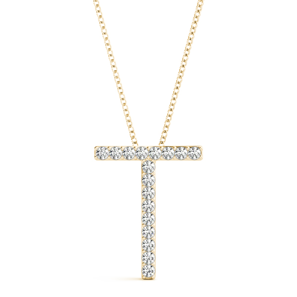 Tyler Lab Grown Yellow Gold Prong Set  Diamond Initial Necklace