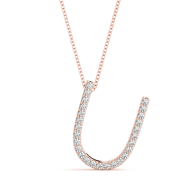 David Lab Grown Rose Gold Prong Set  Diamond Initial Necklace