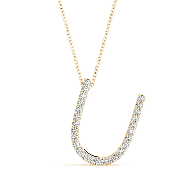 David Lab Grown Yellow Gold Prong Set  Diamond Initial Necklace