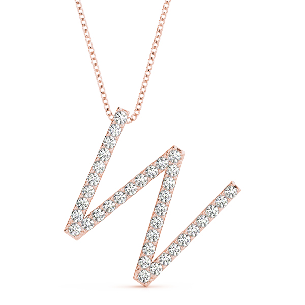 Wesley Lab Grown Rose Gold Prong Set  Diamond Initial Necklace