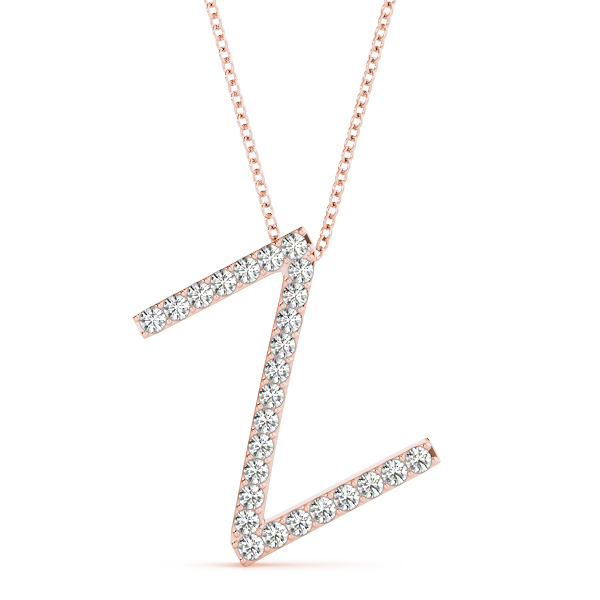 Zayne Lab Grown Rose Gold Prong Set  Diamond Initial Necklace