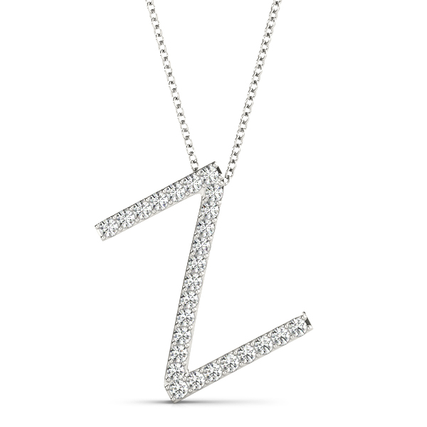 0.15 Ct Lab-Created Round Cut Zayne Diamond Initial Necklaces in Silver 925