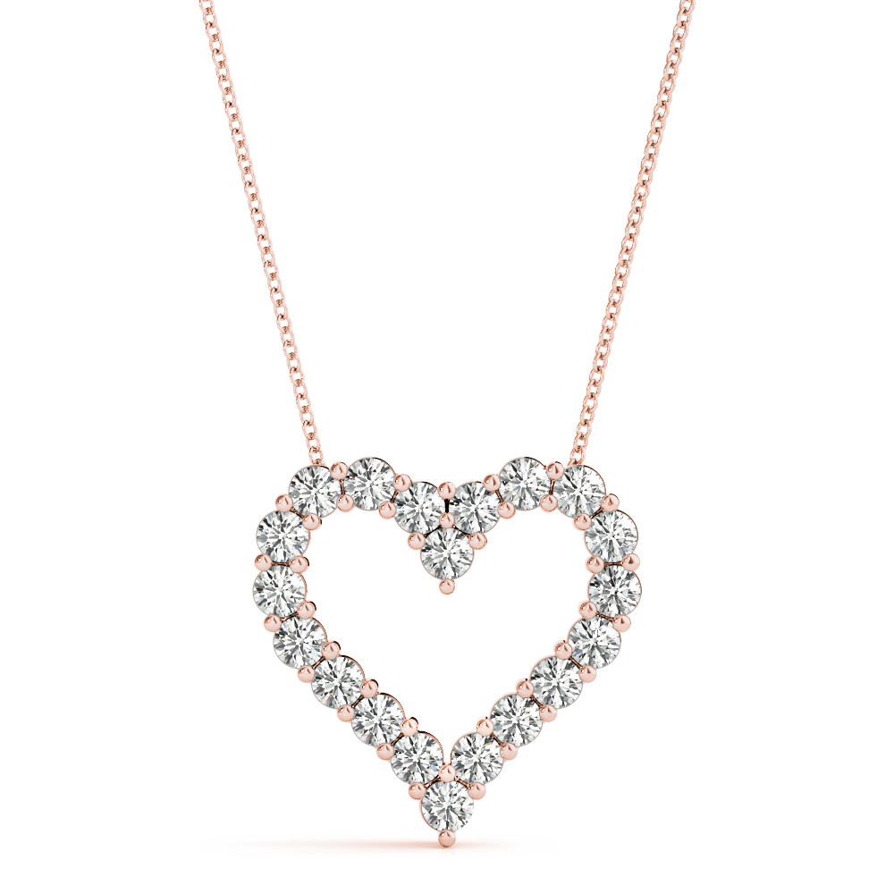 0.3 Ct Lab-Created Diamond Round Cut Shuly Heart Necklaces in Silver 925