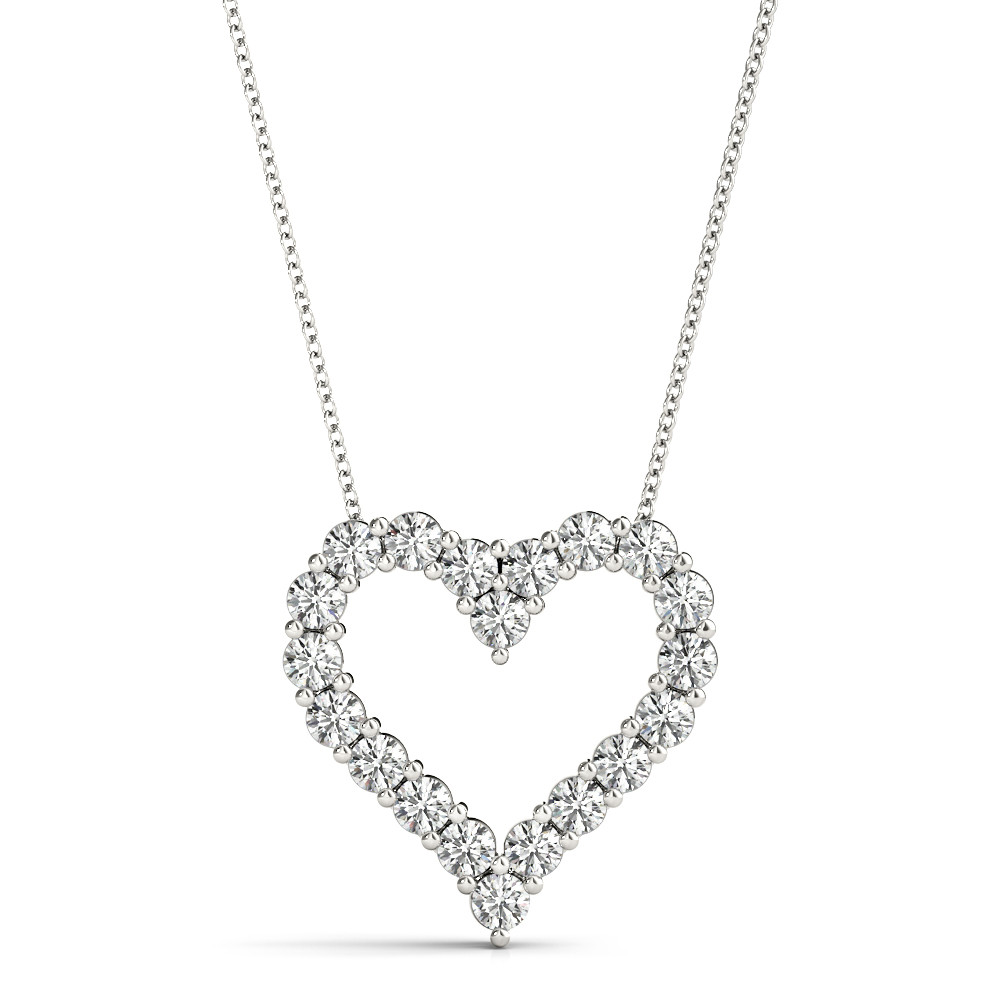 0.3 Ct Lab-Created Diamond Round Cut Shuly Heart Necklaces in Silver 925