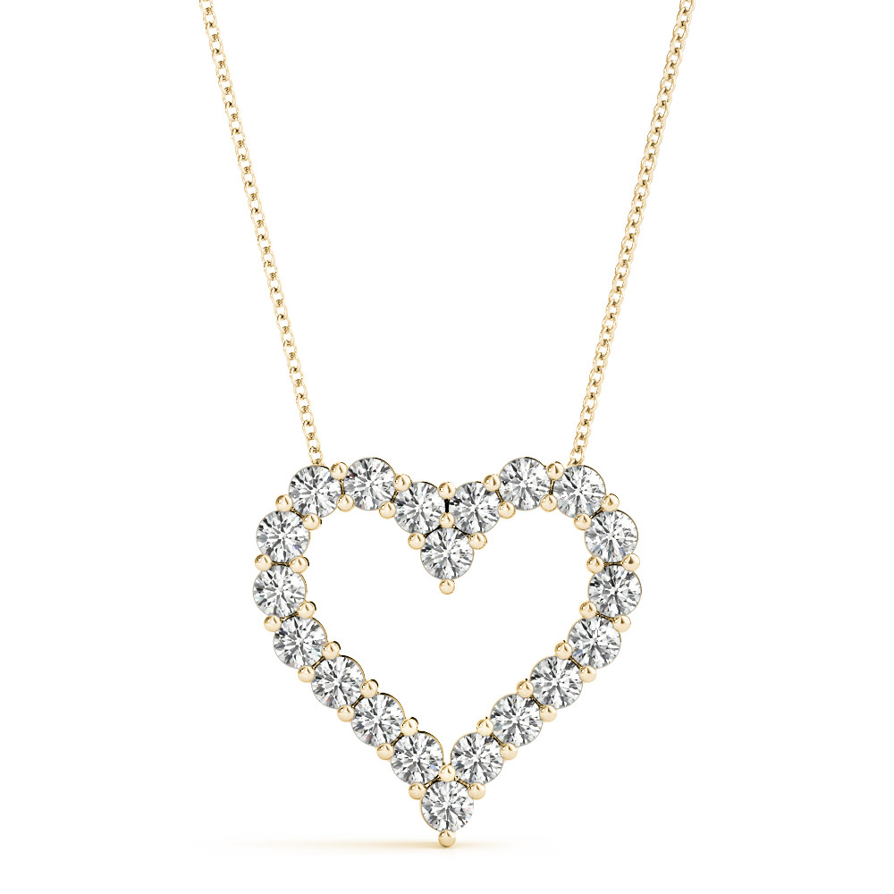 0.3 Ct Lab-Created Diamond Round Cut Shuly Heart Necklaces in Silver 925