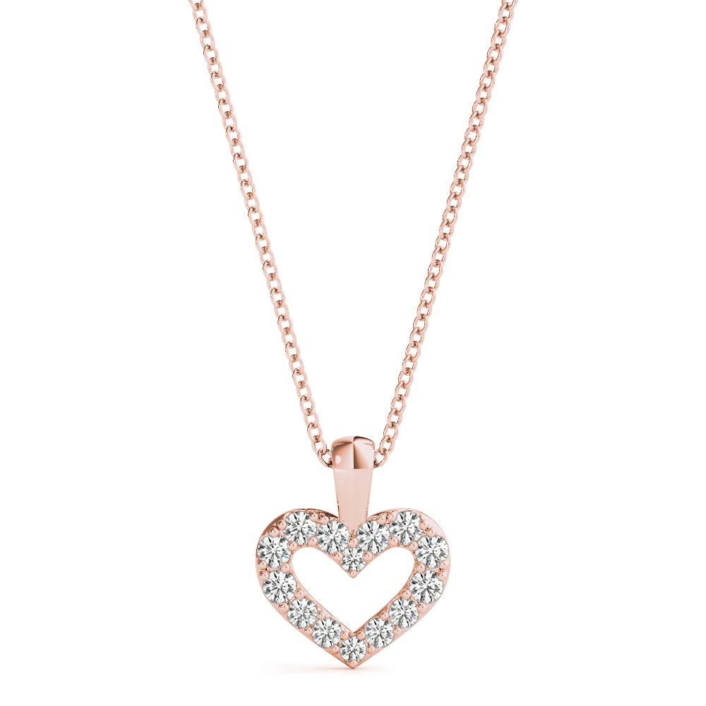 0.12 Ct Lab-Created Diamond Round Cut Blessy  Heart Necklaces in Silver 925