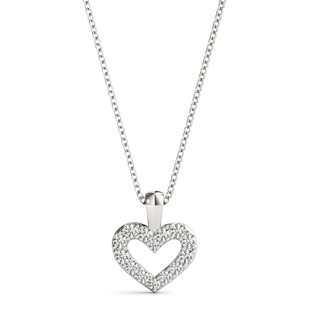 0.12 Ct Lab-Created Diamond Round Cut Blessy  Heart Necklaces in Silver 925