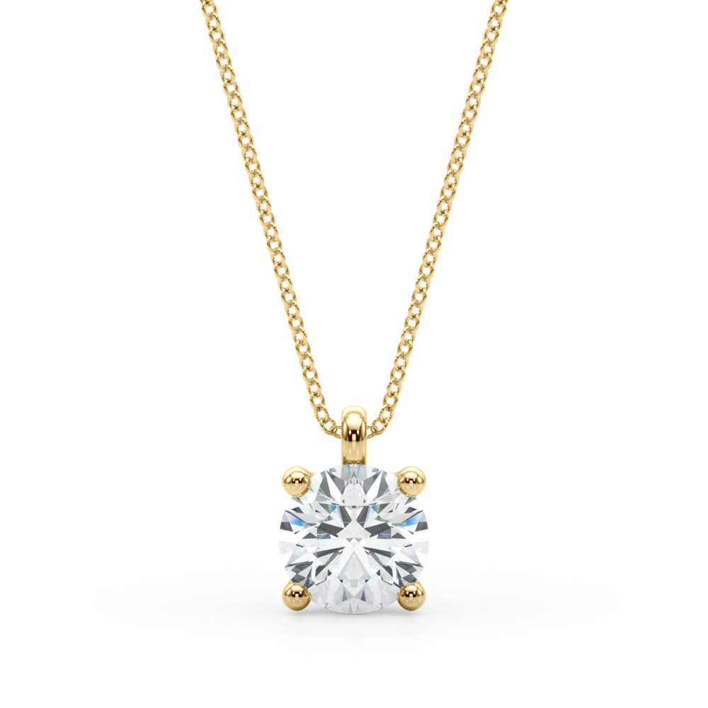 Roenne Natural Diamond Yellow Gold 4 Prong Solitaire Pendant Necklace