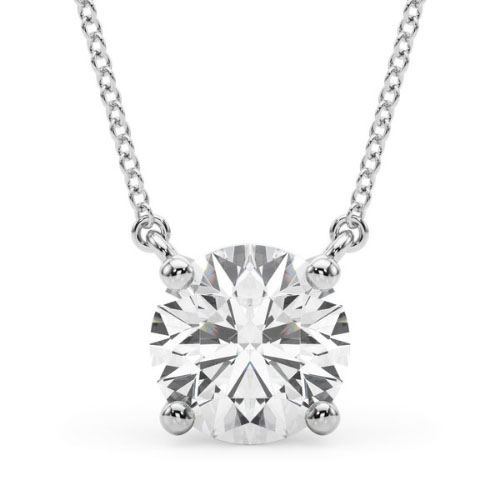 0.1 Ct Natural Diamond Round Cut Roheis  Solitaire Pendant Necklaces in Silver 925