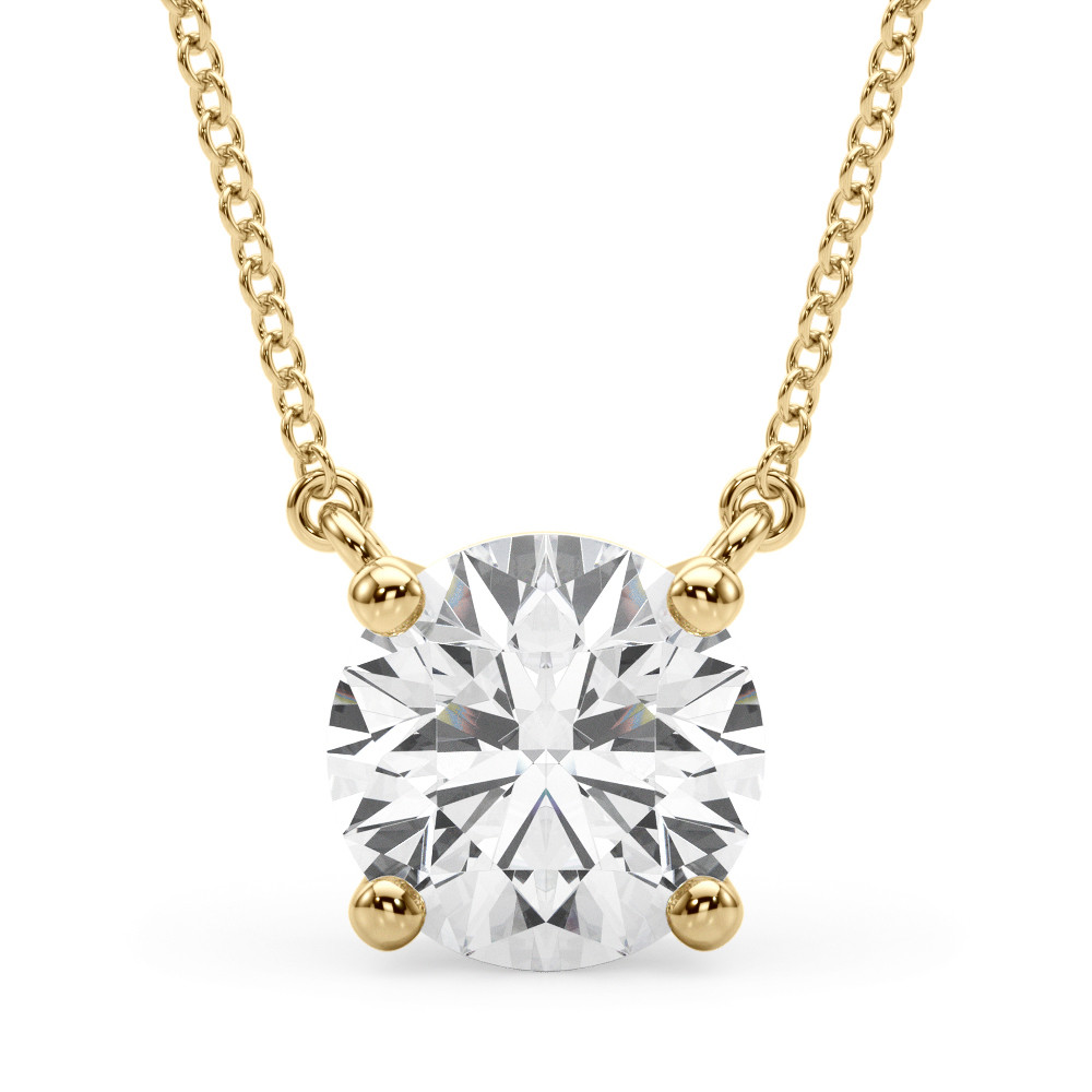 Roheis Natural Diamond Yellow Gold 4 Prong Solitaire Pendant Necklace