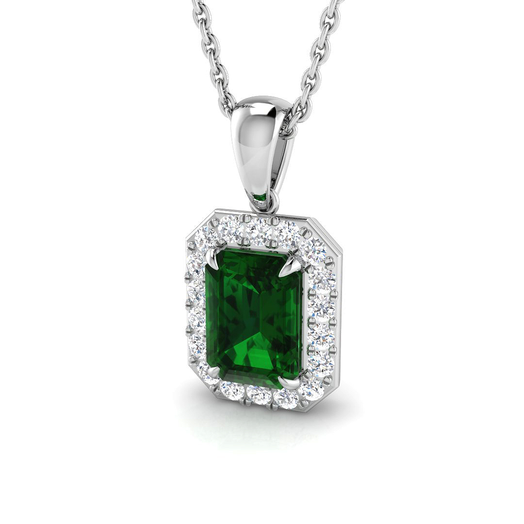 Aisha Emerald Prong Set  Necklace