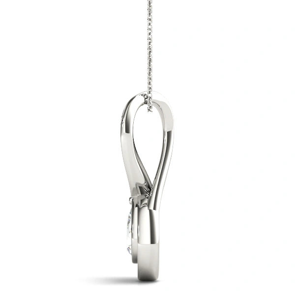 Pear Cut Natural Diamond Designer Necklace Side View in Silver 925