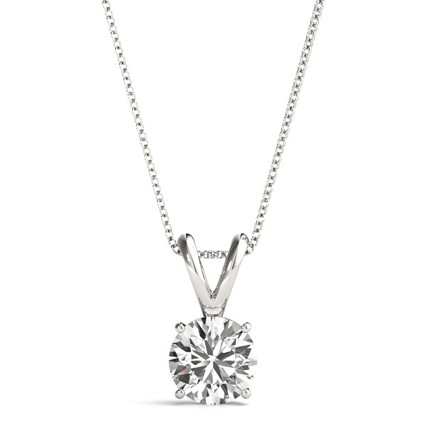 0.1 Ct Lab-Created Diamond Round Cut Clara  Solitaire Pendant Necklaces in Silver 925