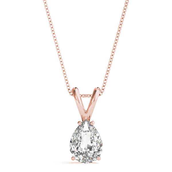 0.1 Ct Natural Diamond Pear Cut Anita  Solitaire Pendant Necklaces in Silver 925