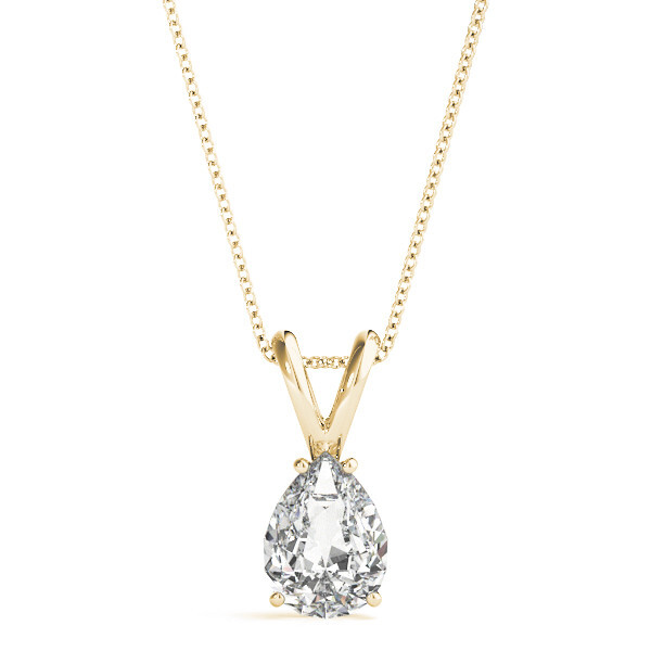 0.1 Ct Natural Diamond Pear Cut Anita  Solitaire Pendant Necklaces in Silver 925