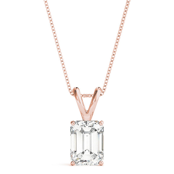 0.1 Ct Natural Diamond Emerald Cut Brikya  Necklaces in Silver 925