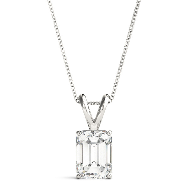 0.1 Ct Natural Diamond Emerald Cut Brikya  Necklaces in Silver 925
