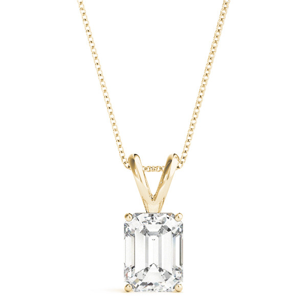 0.1 Ct Natural Diamond Emerald Cut Brikya  Necklaces in Silver 925