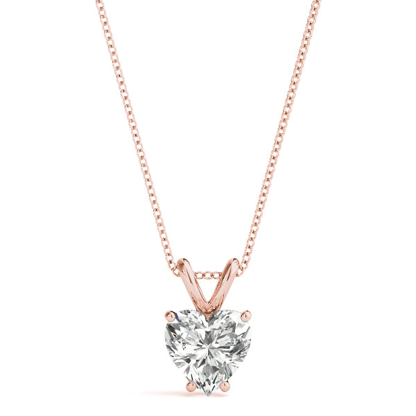 Bella Natural Diamond Rose Gold 4 Prong Solitaire Pendant Necklace