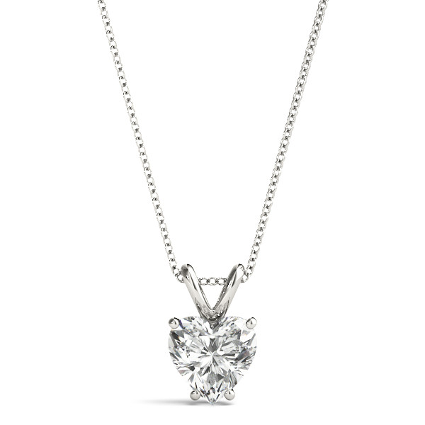 0.1 Ct Natural Diamond Heart Cut Bella  Solitaire Pendant Necklaces in Silver 925