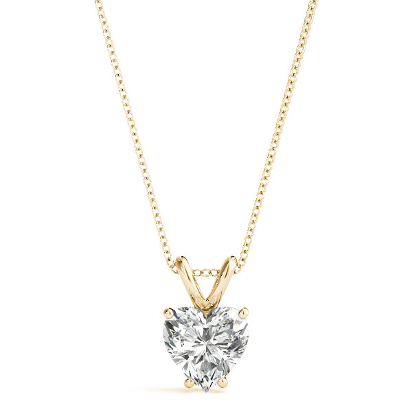 Bella Natural Diamond Yellow Gold 4 Prong Solitaire Pendant Necklace