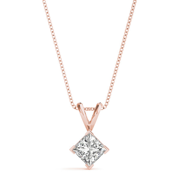 Darris Natural Diamond Rose Gold 4 Prong Solitaire Pendant Necklace