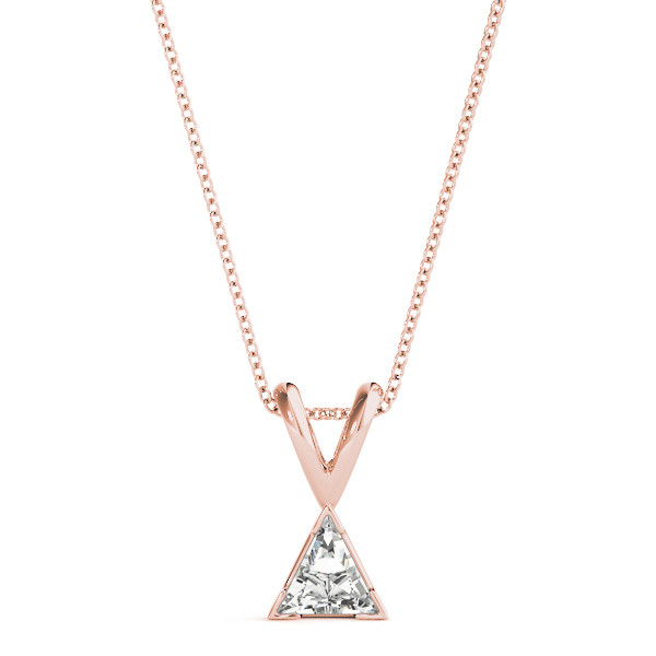 Jeonna Natural Diamond Rose Gold 3 Prong Solitaire Pendant Necklace