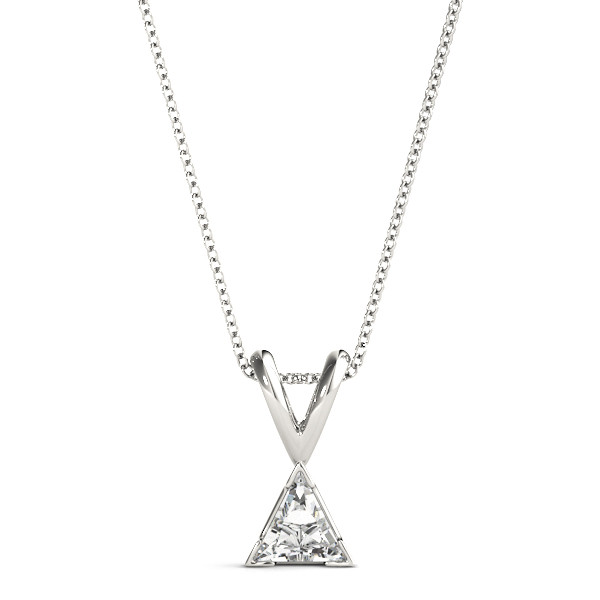 0.1 Ct Natural Diamond Trillion Cut Jeonna  Solitaire Pendant Necklaces in Silver 925