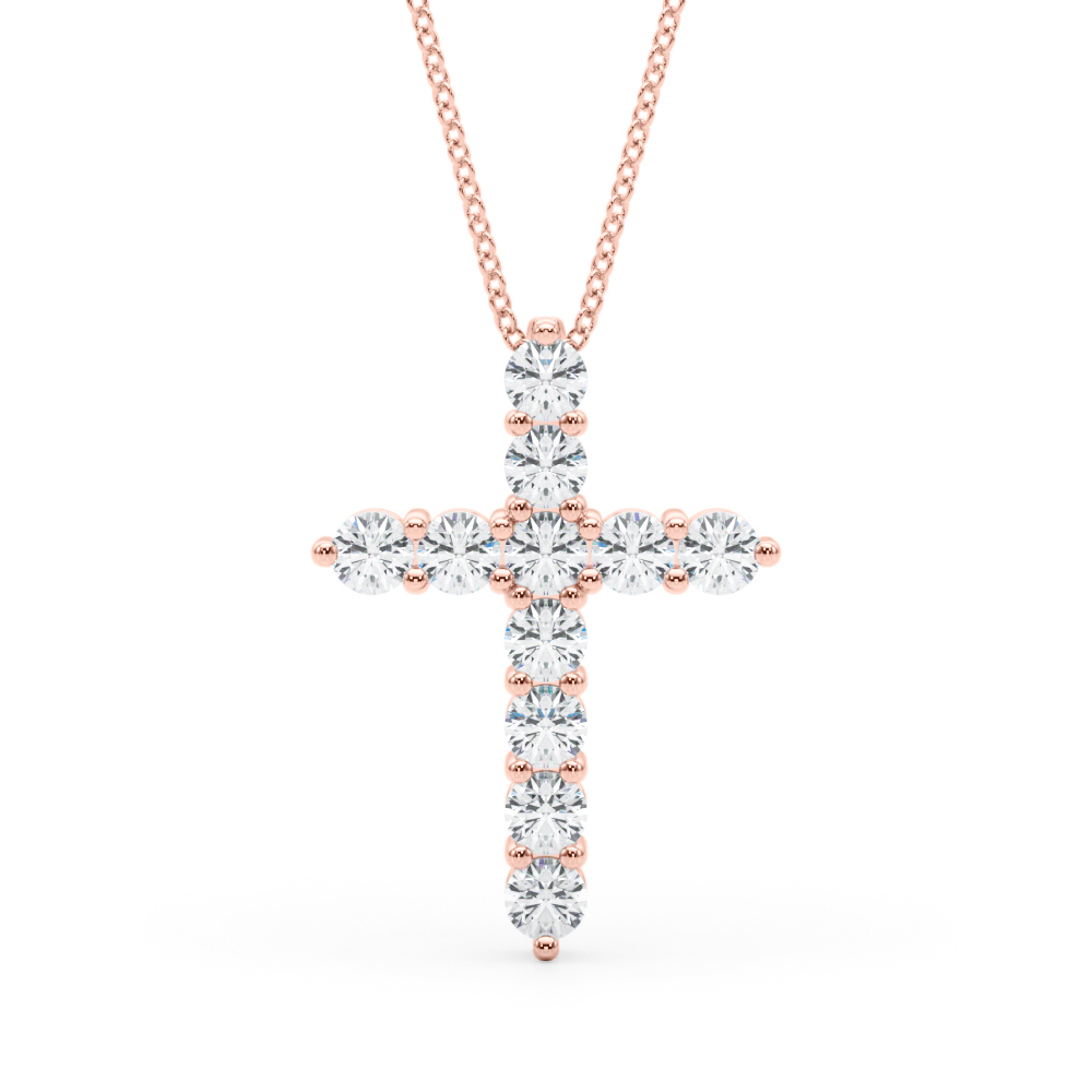 1.65 Ct Natural Diamond Round Cut Venna  Cross Pendants Necklaces in Silver 925