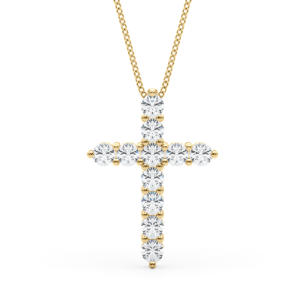 1.65 Ct Natural Diamond Round Cut Venna  Cross Pendants Necklaces in Silver 925
