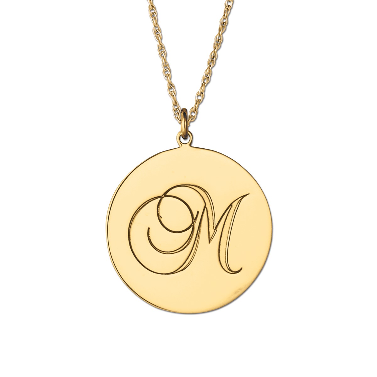 Loan Yellow Gold 19 MM Designer Pendant Necklace
