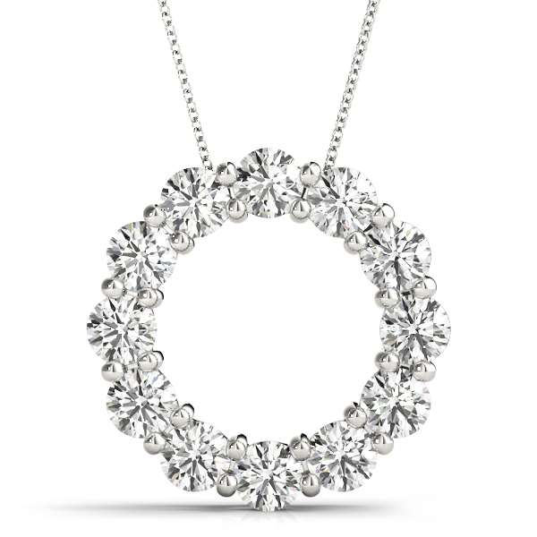 3 Ct Lab-Created Diamond Round Cut Drew Circle Pendants Necklaces in Silver 925