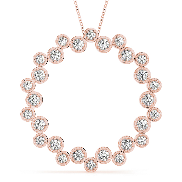 0.27 Ct Lab-Created Diamond Round Cut Micharl  Circle Pendants Necklaces in Silver 925